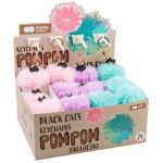 Happy Color klíčenka s pomponem - Černé Kočky